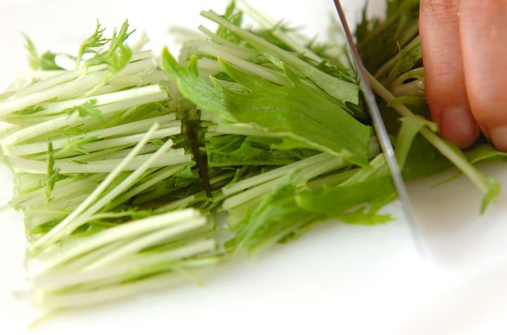 水菜のホットサラダの下準備1