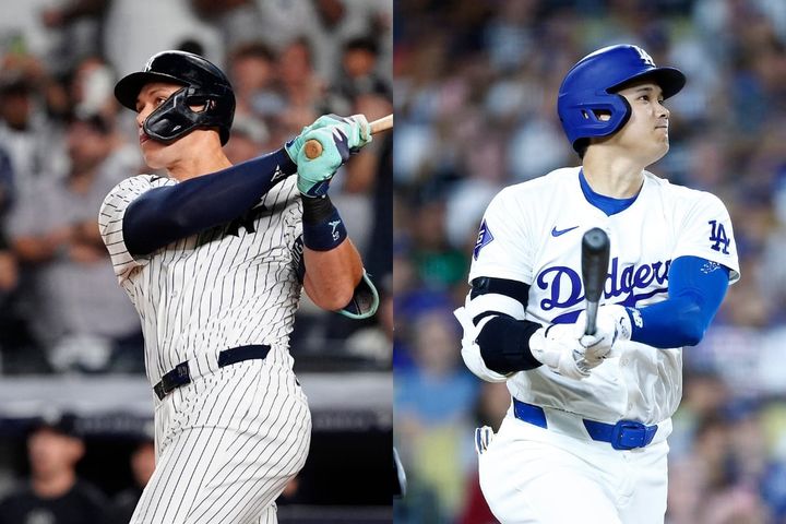 アーロン・ジャッジ（左）と大谷翔平（C）Getty Images