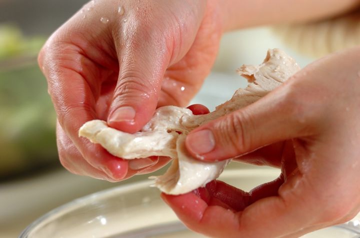 白菜とささ身の和え物の作り方1