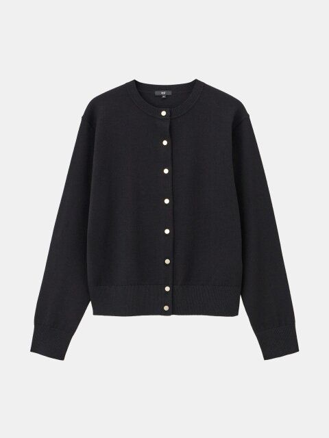 エクストラファインメリノウールブレンドメタルボタンカーディガン