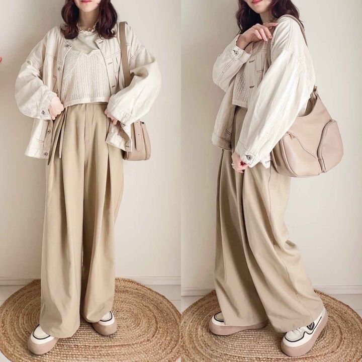 画像: 相性抜群の淡色コーデ