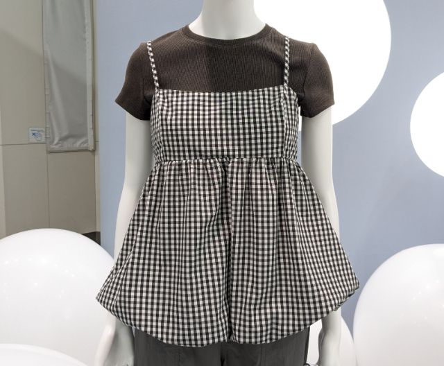 ギンガムチェックのバブルヘムキャミソール