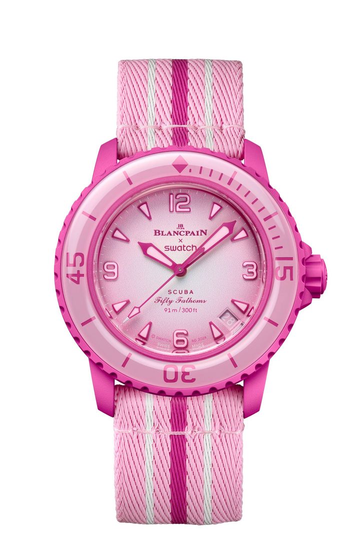 Bioceramic Scuba Fifty Fathoms「PINK OCEAN」¥ 60,500／Swatch（スウォッチグループジャパン 0570-004-007） Photo_ Courtesy of Swatch