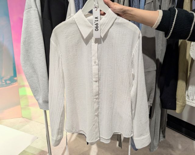 白のテクスチャーシアーシャツ