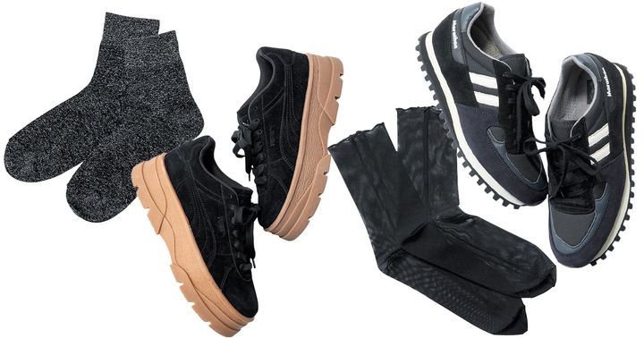 黒ソックスと黒スニーカーの組み合わせ