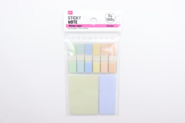 ダイソー メモふせん（8種、160枚） パッケージ