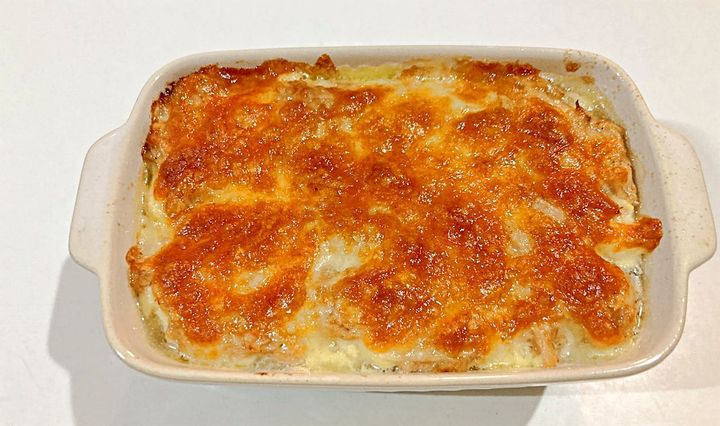 焼きあがったツナと豆腐グラタン