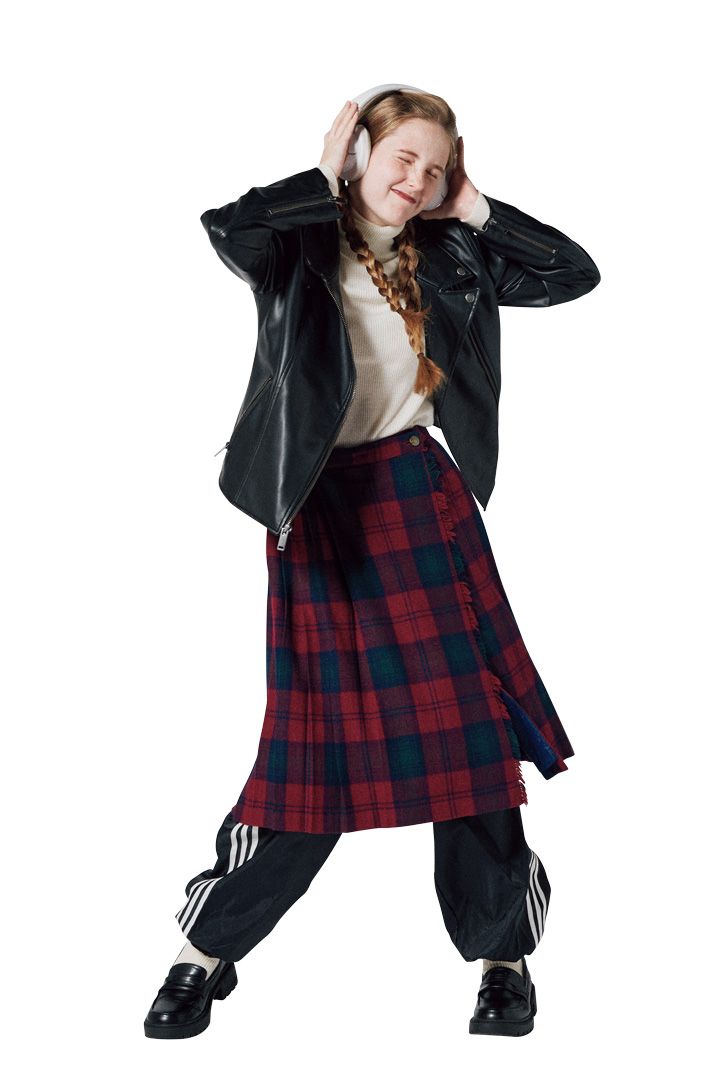 チェック柄のスカート×トラックパンツが好相性【本日のFUDGE GIRL-2月26日】