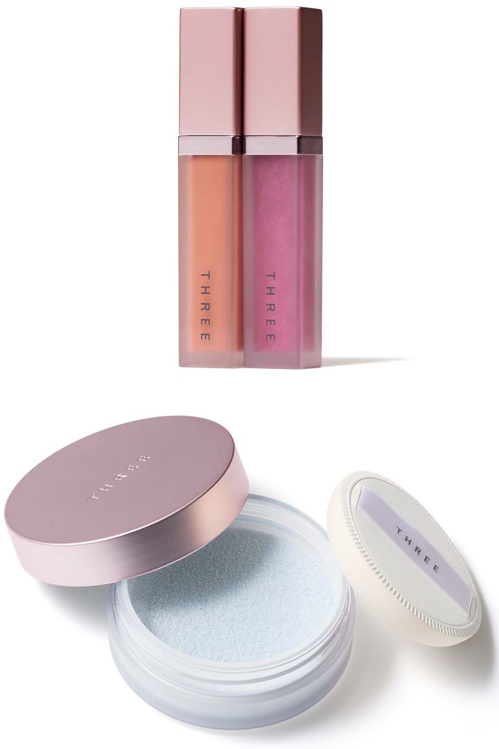 〈上左から〉ディヴァインリップジェム X07、C X01 各￥3,850 〈下〉アドバンスドエシリアルスムースオペレーター ルースパウダー X03 ￥6,050（すべて3月3日より限定発売）