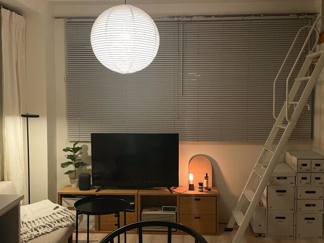 リビング ペーパーシェード 夜のライトアップ