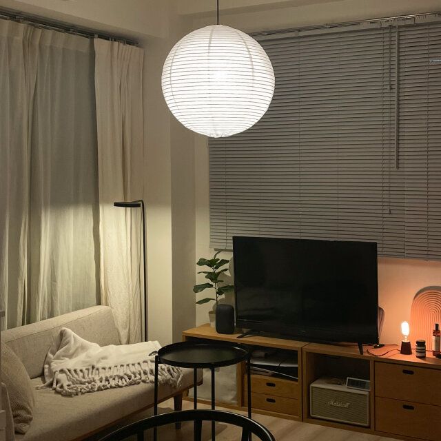 リビング ペーパーシェード 夜のライトアップ