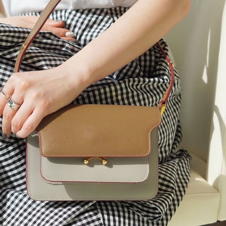 マルニのバッグを持つ女性