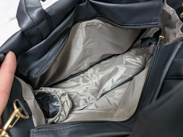 レザー調キルティングトート中