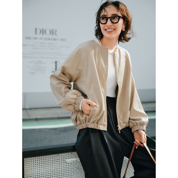 エコレザーブルゾンコーデ