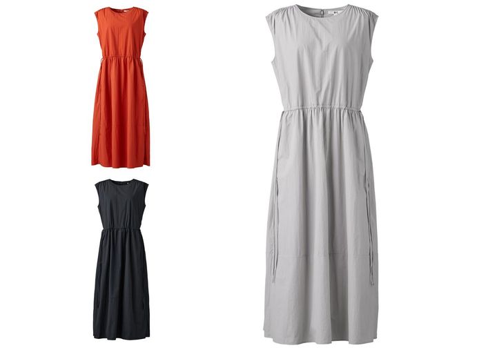 画像: 【UNIQLO：C】ギャザーワンピースノースリーブ各¥4,990 www.uniqlo.com