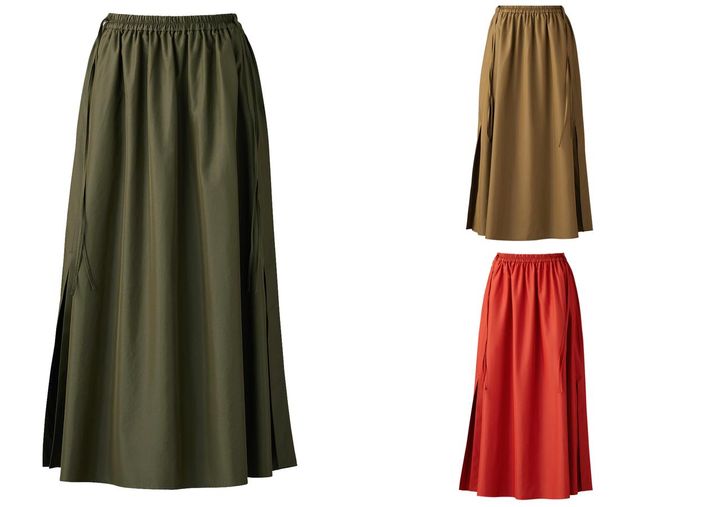 画像: 【UNIQLO：C】ギャザーロングスリットスカート各¥4,990 www.uniqlo.com