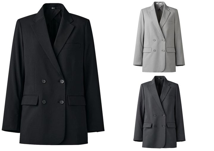 画像: 【UNIQLO：C】感動ダブルジャケットリラックスフィット各¥7,990 www.uniqlo.com