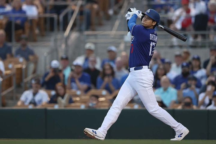 オープン戦初打席で本塁打を放ったドジャース・大谷翔平（C）Getty Images