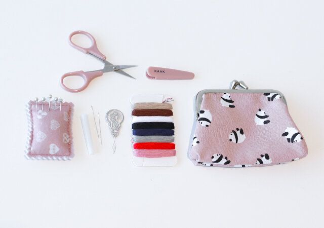 春色パンダ柄ポがま口ーチ 6種の裁縫アイテム