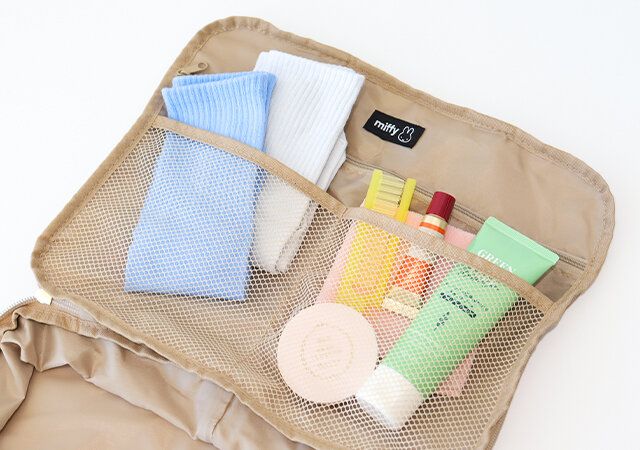 ミッフィーデザインの圧縮収納ポーチ メッシュポケット