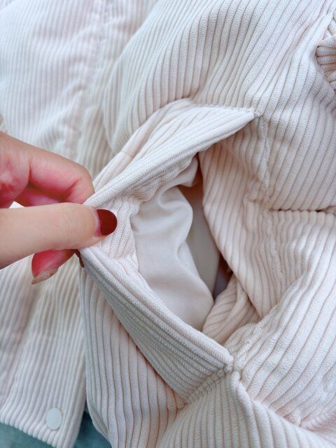 GU ヒートパデッドコーデュロイブルゾン NATURAL ポケット部分