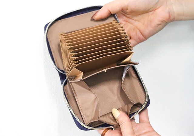 金運上昇ミニ財布 ブロンズの内布 じゃばら構造