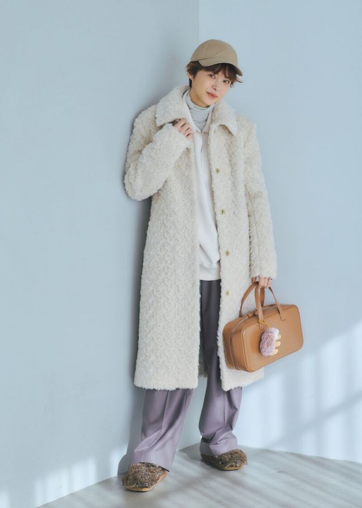 ソ―ジュのカシミヤタートルの防寒コーデ