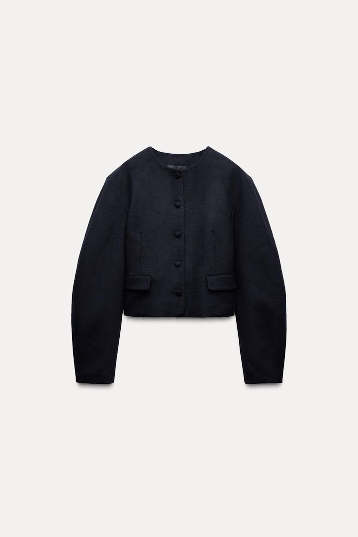 ☆ドイツ発*ZARA*新作*バルーンスリーブジャケット☆ バルーンスリーブ ジャケット - ネイビーブルー | ZARA Japan / 日本