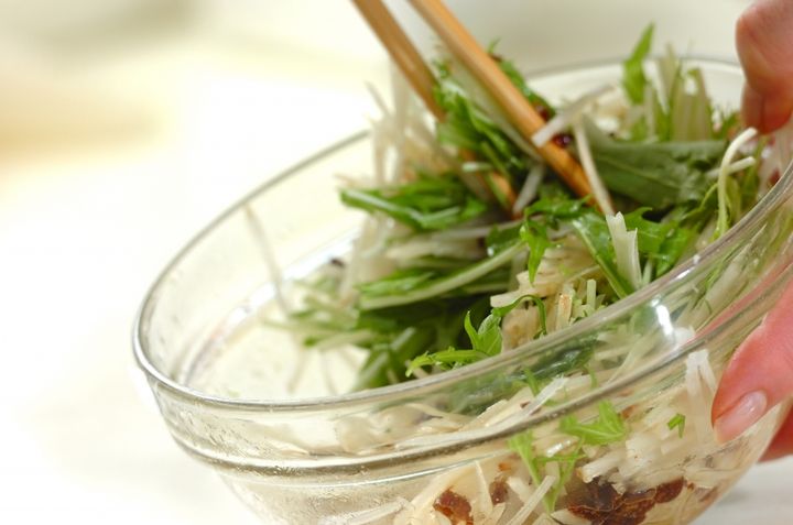 簡単！菊芋と水菜のユズ風味ラぺサラダ by金丸 利恵さんの作り方2