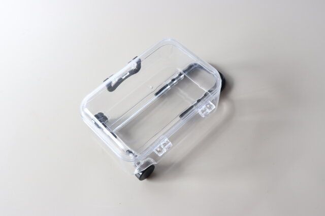 ダイソー ミニキャリーケース型小物入れ（黒、白）