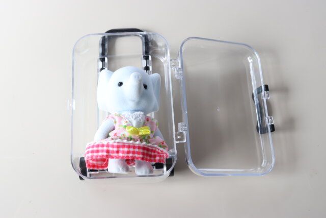 ダイソー ミニキャリーケース型小物入れ（黒、白） サイズ感