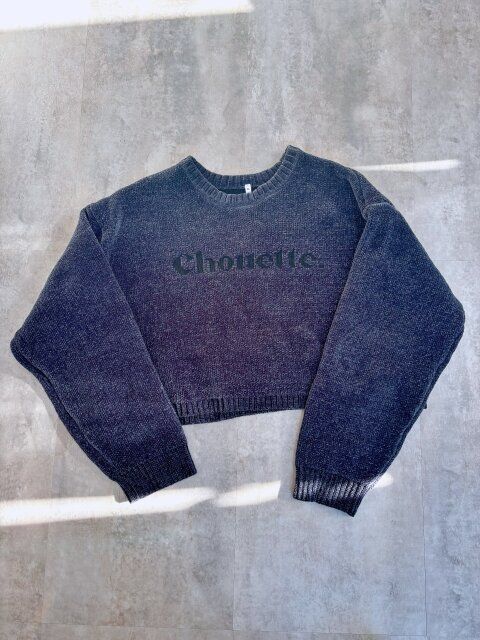 coca クロップドロゴニットトップス チャコール