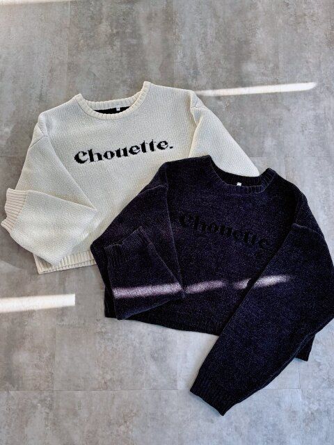 coca クロップドロゴニットトップス アイボリー チャコール