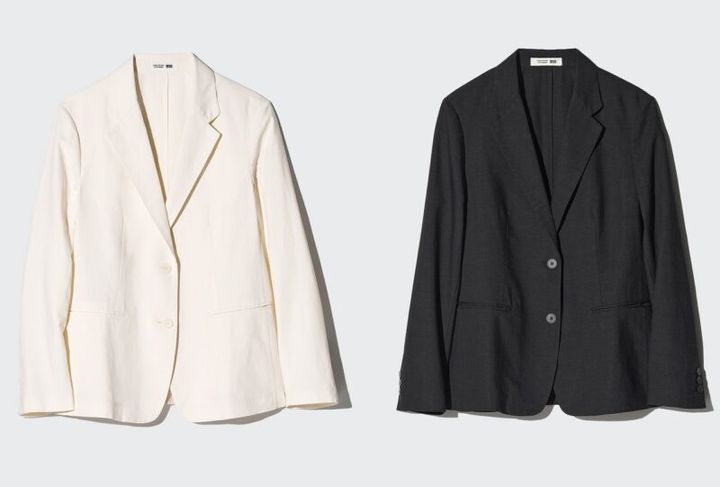 ユニクロ アンド コントワーデコトニエのリネンブレンドジャケット オフホワイトと黒