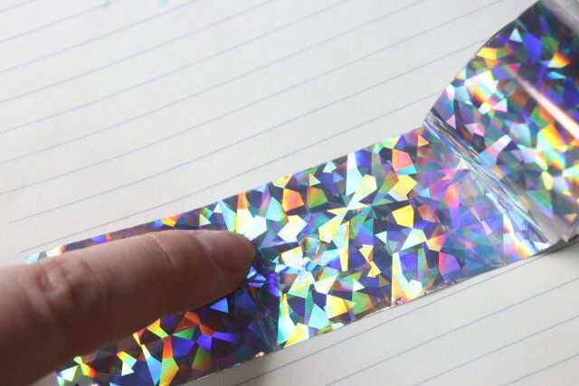 セリア 箔押しできるホイルテープ 3.5cm×2M（ホログラム） のりペン 使用例