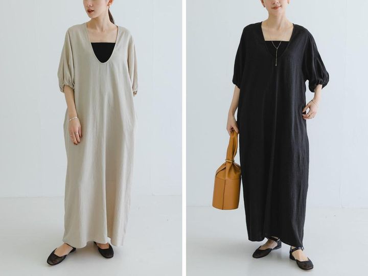 画像: 「リネンレーヨンUネックワンピース」各￥17,600※2025年3月中旬発売予定 出典：アーバンリサーチ
