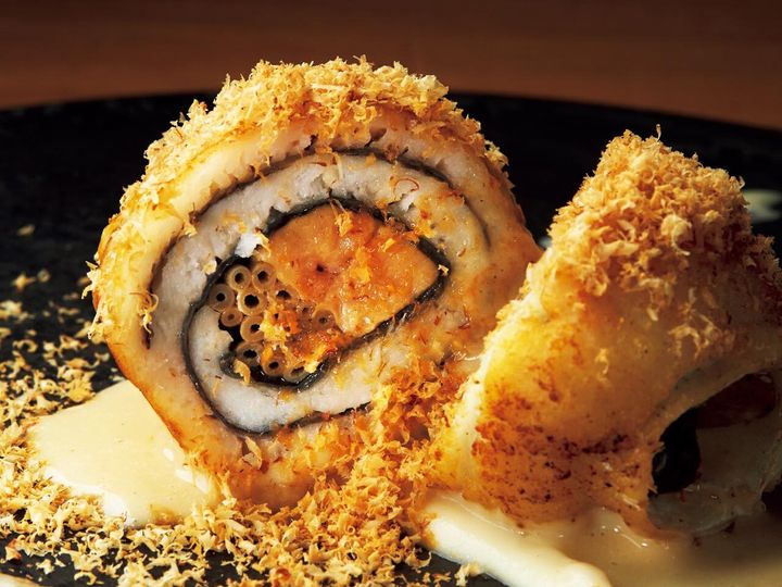 門前仲町『渡辺料理店』の「鱧のルーロー 山エノキとフォアグラ」