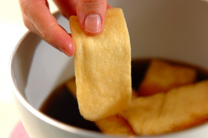 菜の花と干しエビのいなり寿司の作り方2