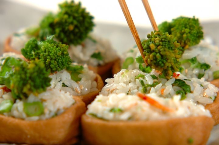 菜の花と干しエビのいなり寿司の作り方4