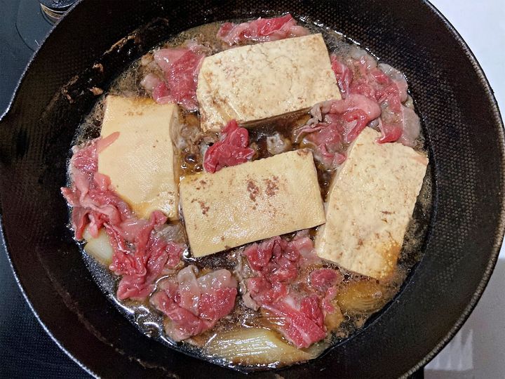 牛切り落とし肉を後入れする