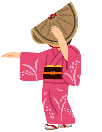 乱交をするときに顔を見られないようにするため、盆踊りの際はしばしば笠をかぶった