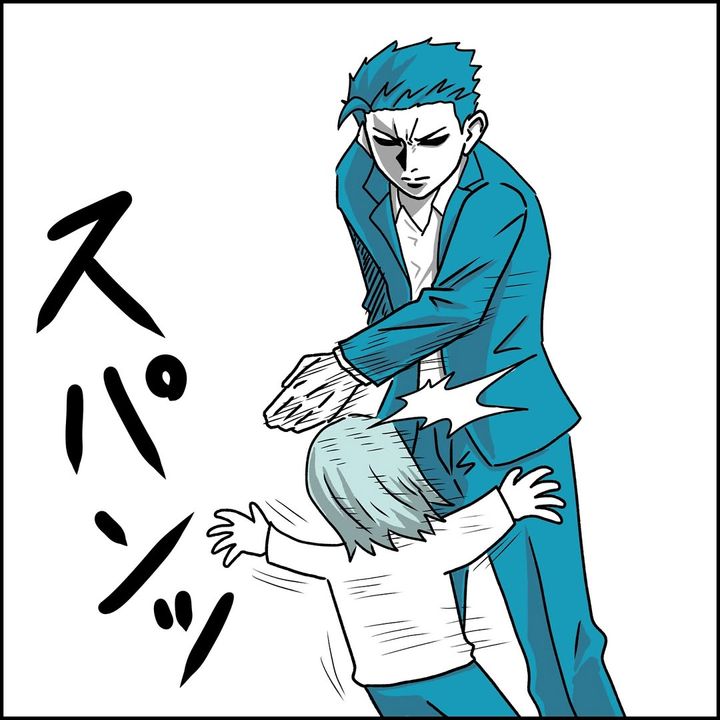 漫画「娘を引っ叩いた日」のカット（鉄拳パパさん提供）