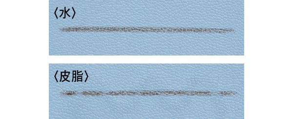 水の綿棒ではびくともせず。でも皮脂がつくとラインが消えた