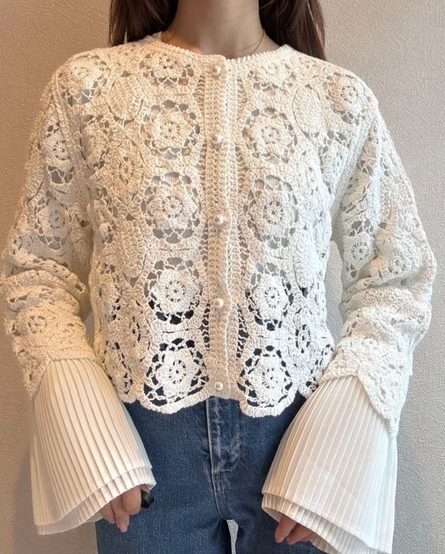 かぎ編みカーデ