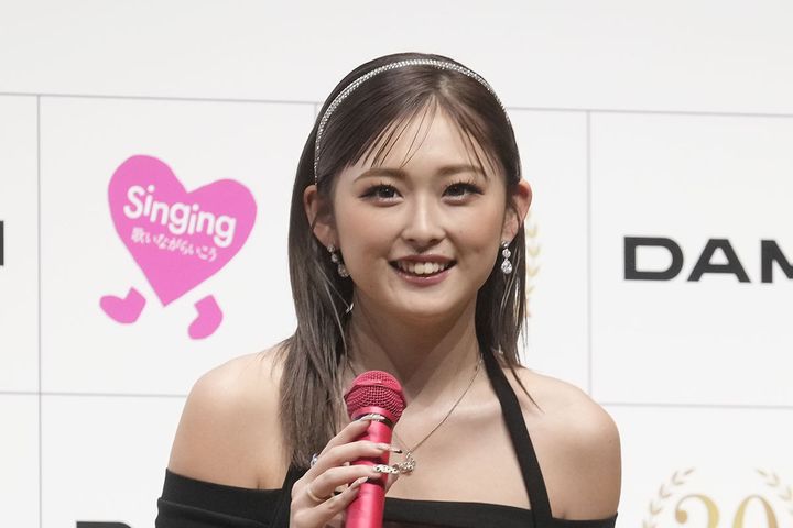 第一興商が開催した「DAMカラオケランキングアワード2023」に出席したゆうちゃみさん（2023年12月撮影、時事通信フォト）