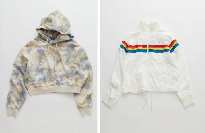 画像: 左「Camo&Map&Sky Sweat Zip Hoodie」￥14,960、右「レインボー トラックナイロンジャケット」￥19,800 出典：【ノーティカ ジーンズ カンパニー】特設サイト