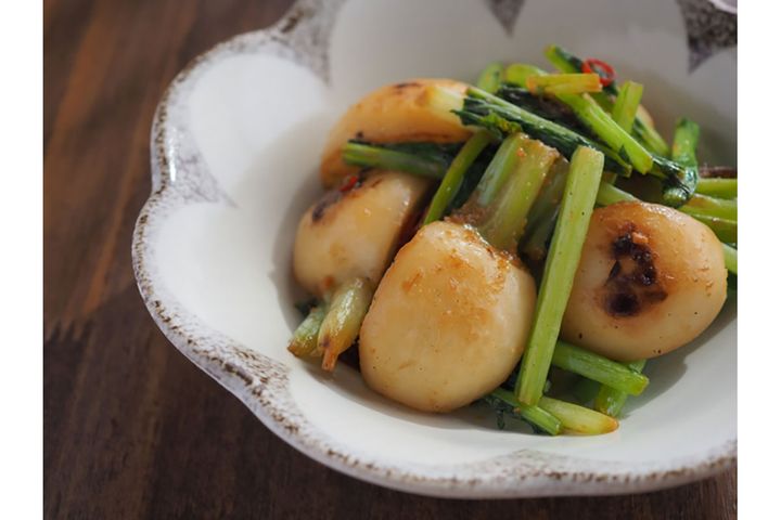 ▲カブの葉も一緒にソテーすれば栄養も彩りもアップ！！