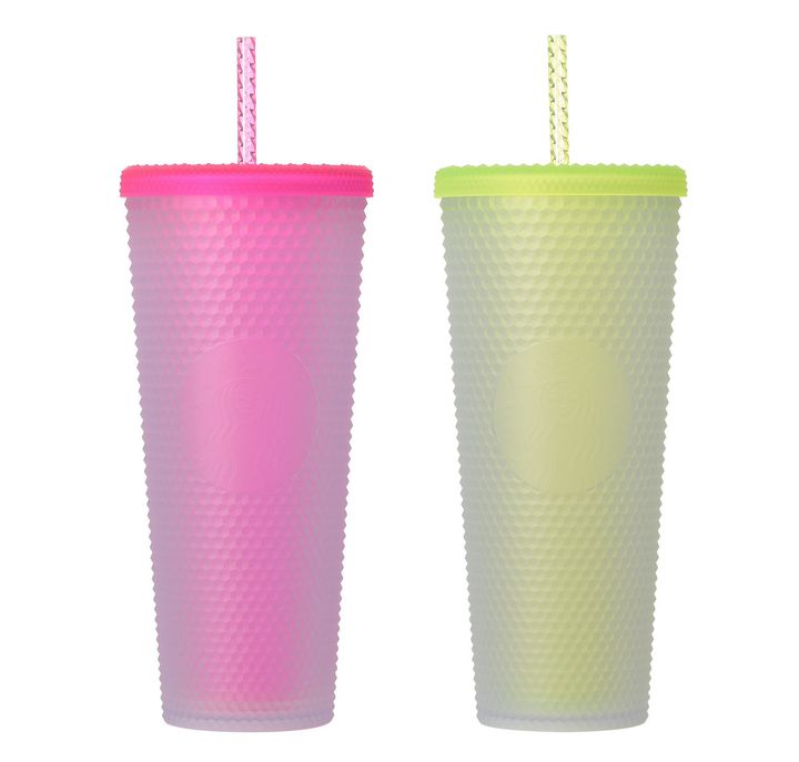 （左から）「ロゴコールドカップタンブラーネオンピンク / イエロー」710ml 2850円