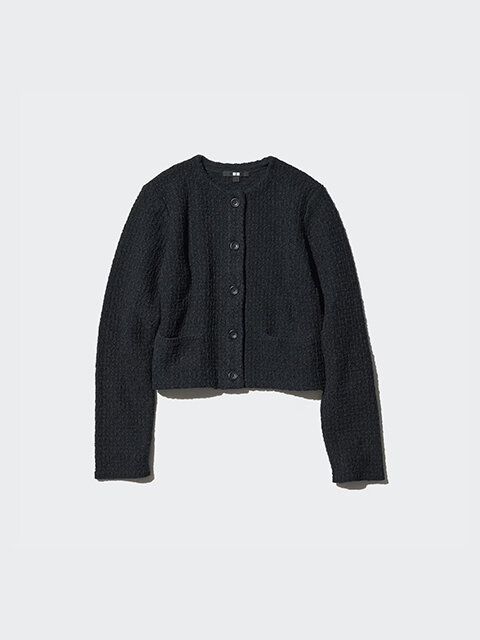 ユニクロ ニットショートジャケット BLACK