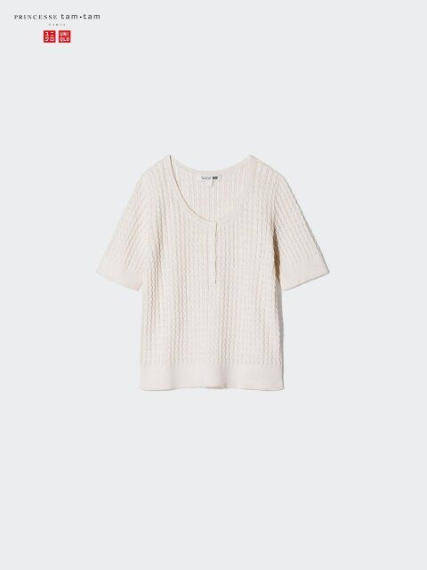 2025ユニクロコラボレディースポインテールニットヘンリーネックセーター